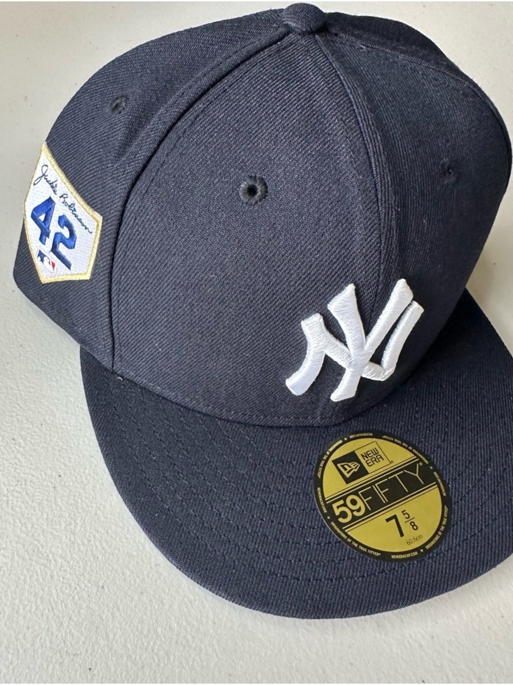 New Era 59FIFTY New York Yankees Jackie Robinson Day Navy Fitted Hat Size 7 5/8
